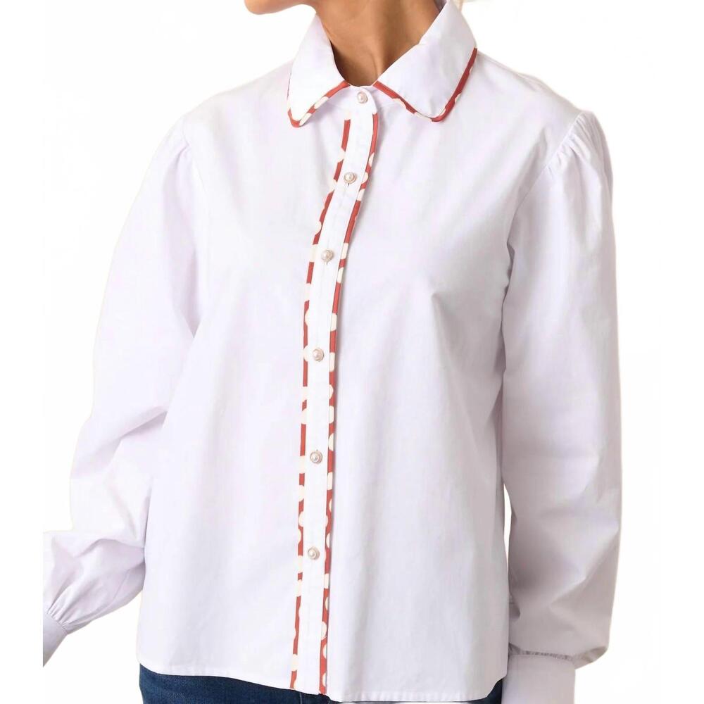 NEW PROSPERINA vivian contrast trim top in white